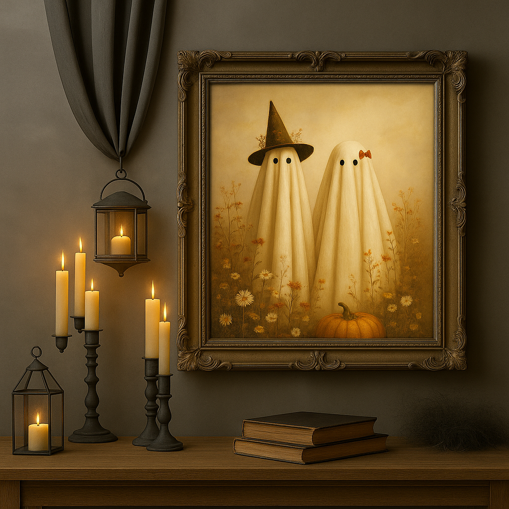 Halloween Ghost Wall Art Print | Spooky Autumn Decor | A0 Poster 300 DPI
