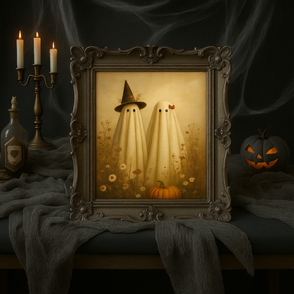 Halloween Ghost Wall Art Print | Spooky Autumn Decor | A0 Poster 300 DPI