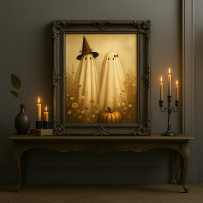 Halloween Ghost Wall Art Print | Spooky Autumn Decor | A0 Poster 300 DPI